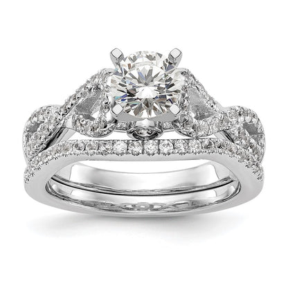 0.21ct. CZ Solid Real 14k White Gold Peg Set Infinity Engagement Ring