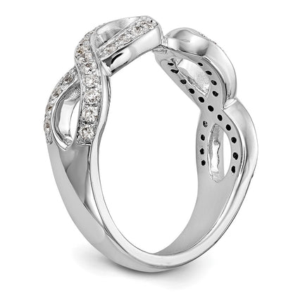 0.38ct. CZ Solid Real 14k White Gold Peg Set Infinity Engagement Ring