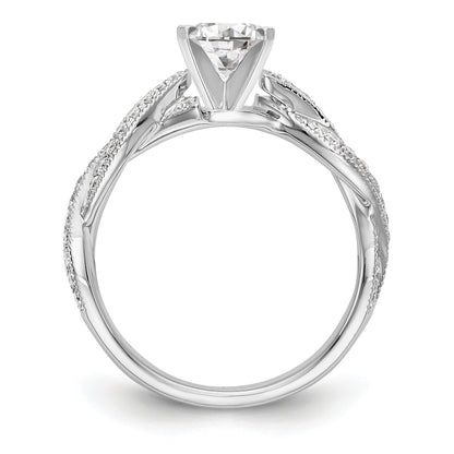 14K White Gold Criss Cross Peg Set 3/8 Carat Diamond Semi Mount Engagement Ring
