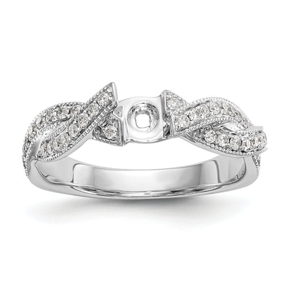 14K White Gold Criss Cross Peg Set 3/8 Carat Diamond Semi Mount Engagement Ring