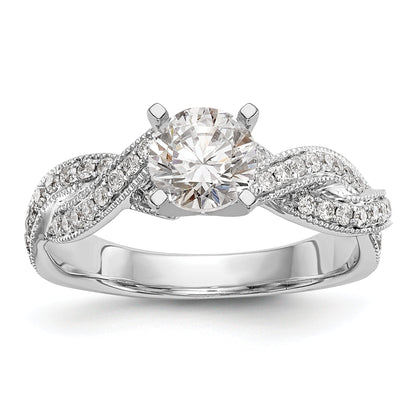 14K White Gold Criss Cross Peg Set 3/8 Carat Diamond Semi Mount Engagement Ring