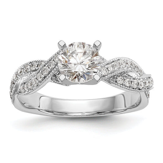 14K White Gold Criss Cross Peg Set 3/8 Carat Diamond Semi Mount Engagement Ring
