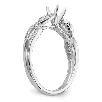 14k White Gold Peg Set Simulated Diamond Criss Cross Engagement Ring