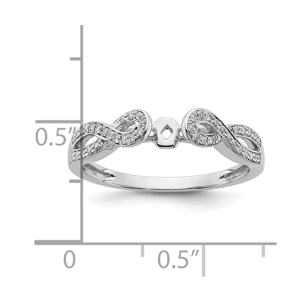 14k White Gold Peg Set Simulated Diamond Criss Cross Engagement Ring