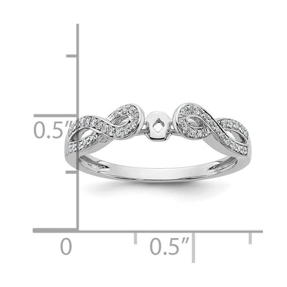 14k White Gold Peg Set Simulated Diamond Criss Cross Engagement Ring