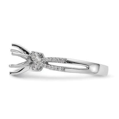 14k White Gold Peg Set Simulated Diamond Criss Cross Engagement Ring