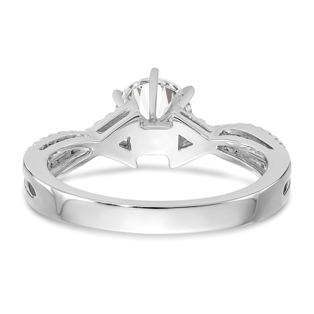 14k White Gold Peg Set Simulated Diamond Criss Cross Engagement Ring