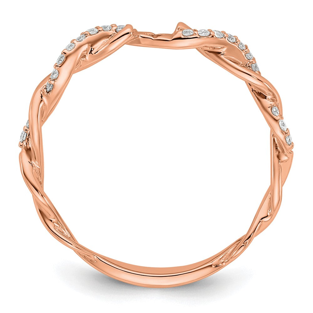14K Rose Gold Criss Cross Peg Set 1/10 Carat Diamond Semi Mount Engagement Ring
