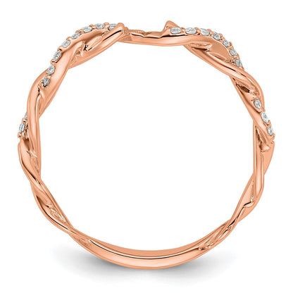 14K Rose Gold Criss Cross Peg Set 1/10 Carat Diamond Semi Mount Engagement Ring