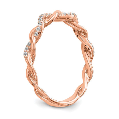 14K Rose Gold Criss Cross Peg Set 1/10 Carat Diamond Semi Mount Engagement Ring