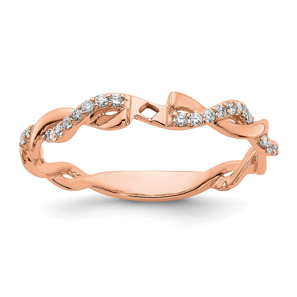 14K Rose Gold Criss Cross Peg Set 1/10 Carat Diamond Semi Mount Engagement Ring