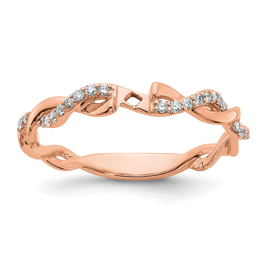 14K Rose Gold Criss Cross Peg Set 1/10 Carat Diamond Semi Mount Engagement Ring