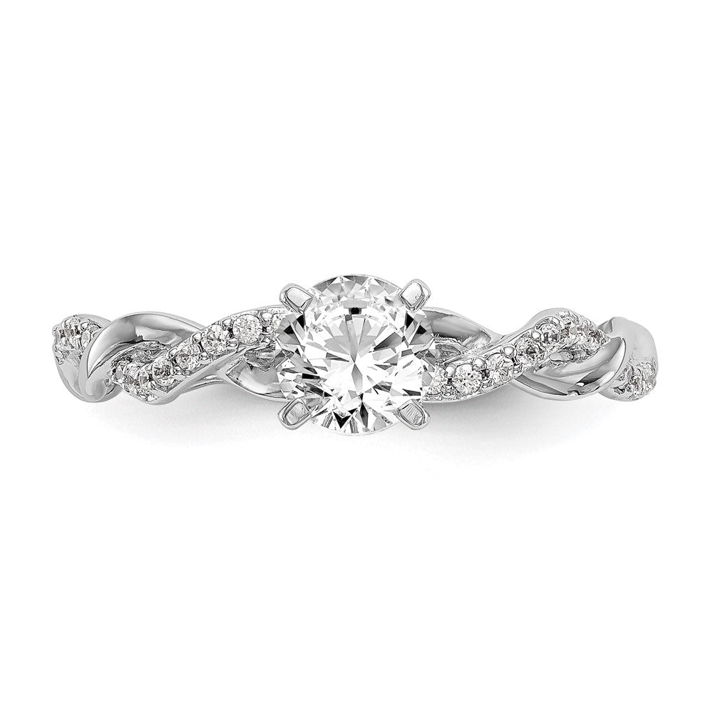14k White Gold 1/10 Ct. Lab Grown Diamond VS/SI+ G+ Semi Mount Peg Set Criss Cross Engagement Ring