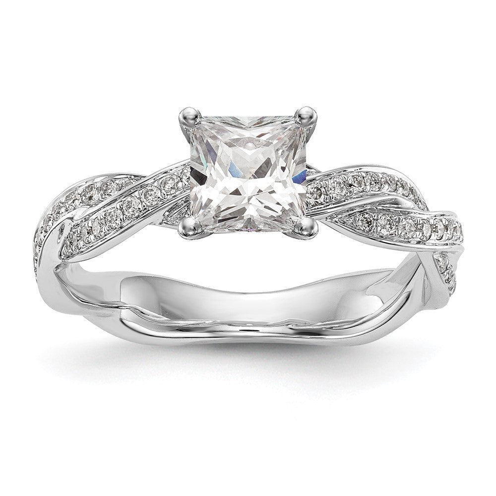 14K White Gold Criss Cross Peg Set 3/8 Carat Diamond Semi Mount Engagement Ring
