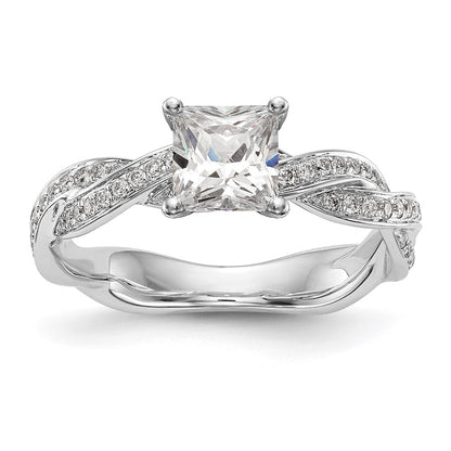14K White Gold Criss Cross Peg Set 3/8 Carat Diamond Semi Mount Engagement Ring