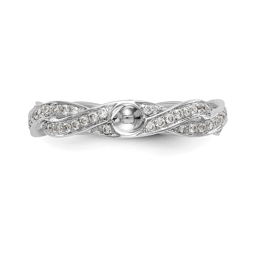 14K White Gold Criss Cross Peg Set 3/8 Carat Diamond Semi Mount Engagement Ring