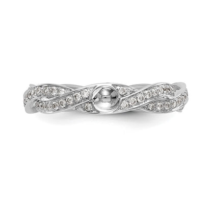 14K White Gold Criss Cross Peg Set 3/8 Carat Diamond Semi Mount Engagement Ring