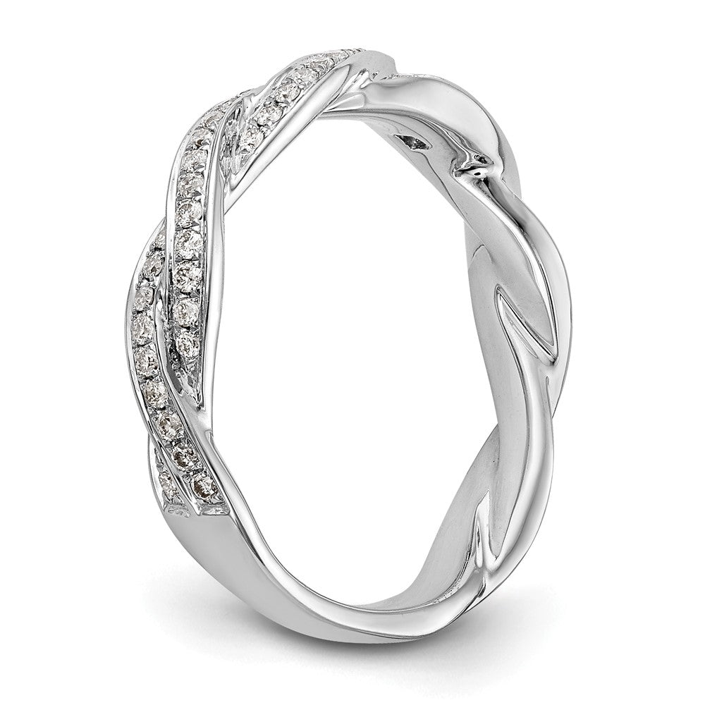 14k White Gold 1/3 Ct. Lab Grown Diamond VS/SI+ G+ Peg Set Criss Cross Engagement Ring