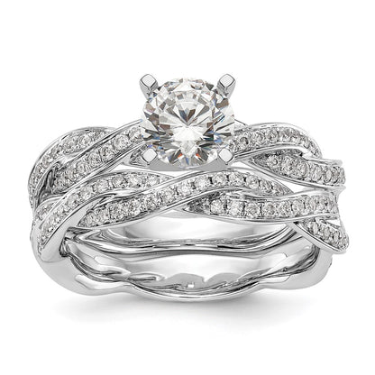 14K White Gold Criss Cross Peg Set 3/8 Carat Diamond Semi Mount Engagement Ring