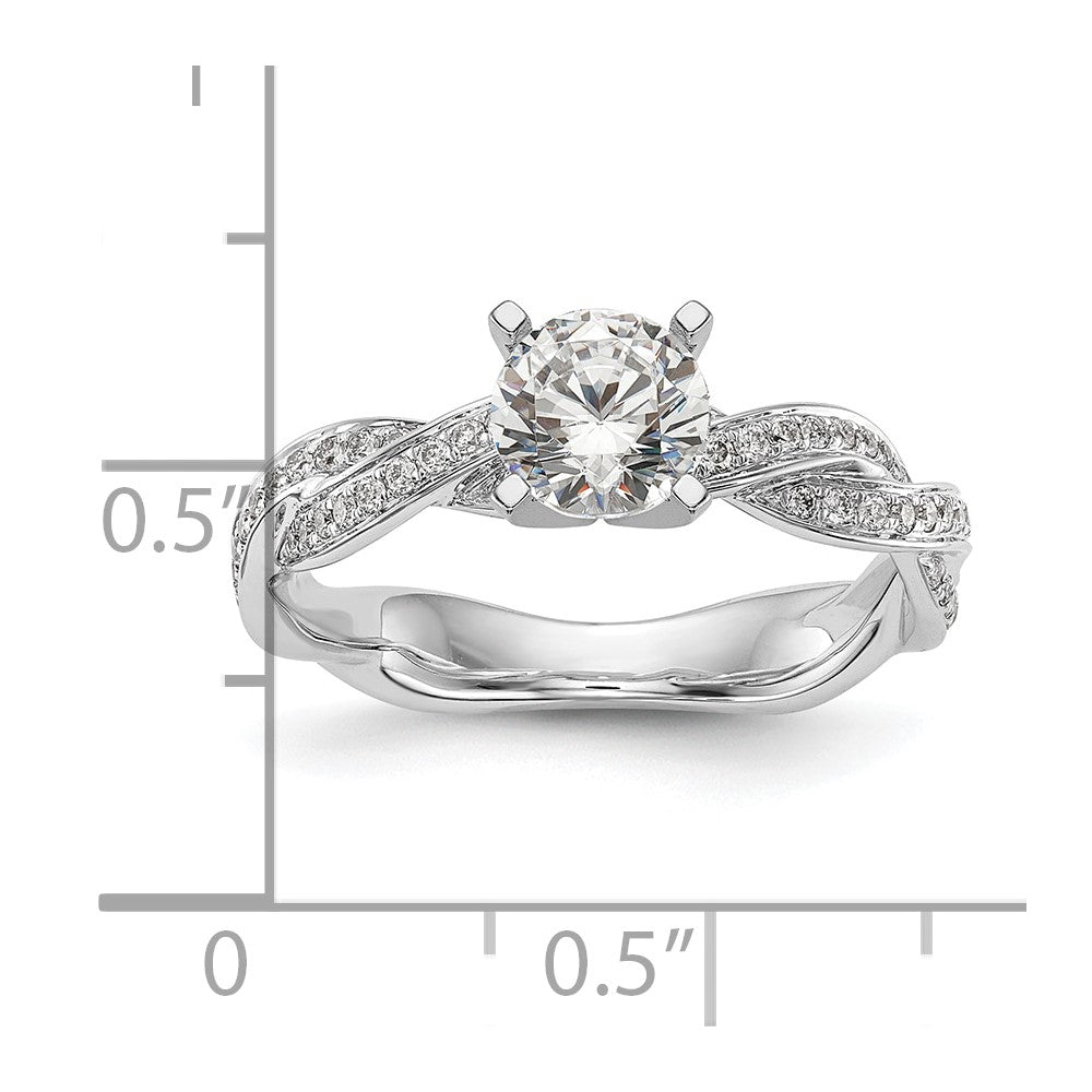 14K White Gold Criss Cross Peg Set 3/8 Carat Diamond Semi Mount Engagement Ring