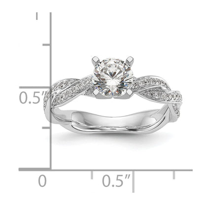 14K White Gold Criss Cross Peg Set 3/8 Carat Diamond Semi Mount Engagement Ring
