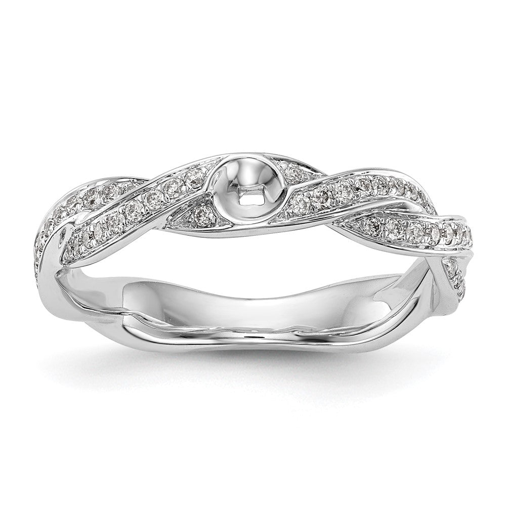 14K White Gold Criss Cross Peg Set 3/8 Carat Diamond Semi Mount Engagement Ring