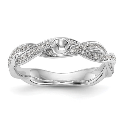 14K White Gold Criss Cross Peg Set 3/8 Carat Diamond Semi Mount Engagement Ring