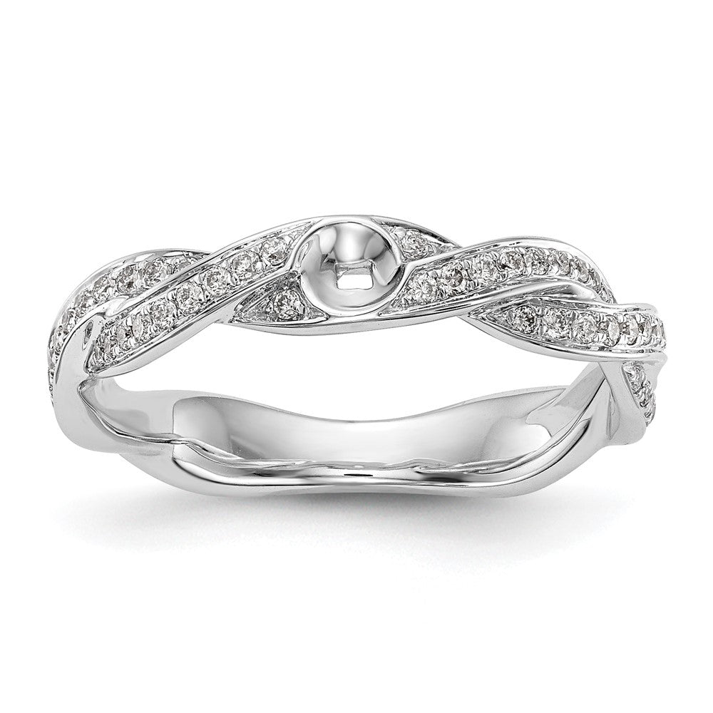 14K White Gold Criss Cross Peg Set 3/8 Carat Diamond Semi Mount Engagement Ring