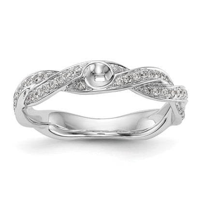 14K White Gold Criss Cross Peg Set 3/8 Carat Diamond Semi Mount Engagement Ring