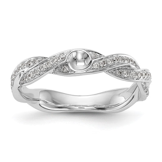 14K White Gold Criss Cross Peg Set 3/8 Carat Diamond Semi Mount Engagement Ring