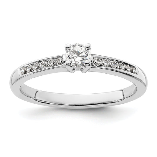 14K White Gold 1/3 Carat Lab Grown Diamond Vs/Si+ G+ Round Complete Channel Set Shared Prong Engagement Ring