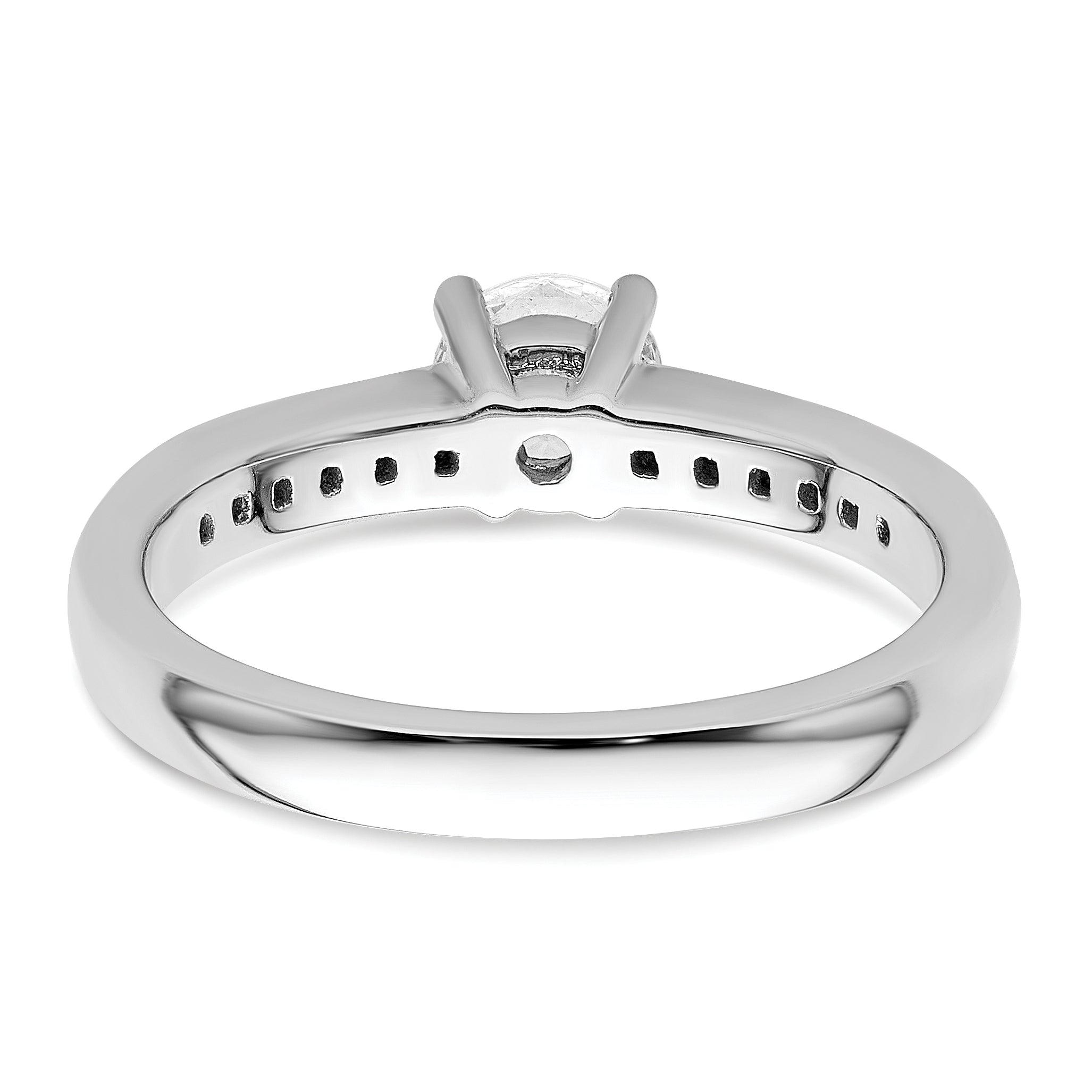 14k White Gold 3/4 Ct. Lab Grown Diamond VS/SI+ G+ Round Channel Set Shared Prong Engagement Ring