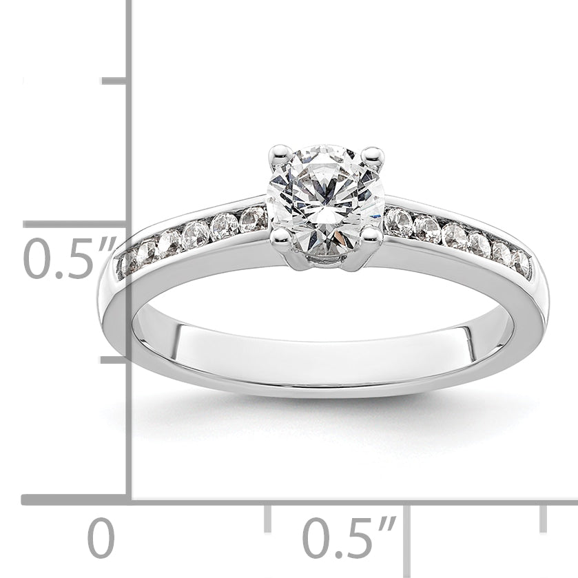 14k White Gold 3/4 Ct. Lab Grown Diamond VS/SI+ G+ Round Channel Set Shared Prong Engagement Ring