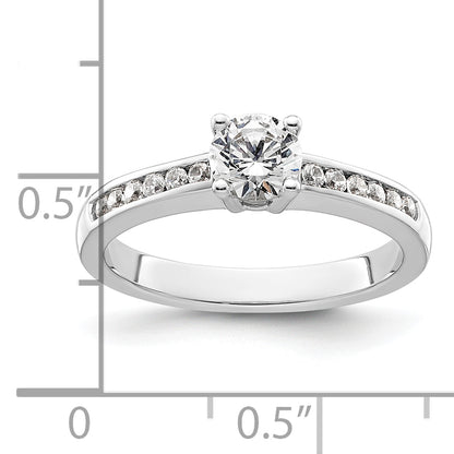 14k White Gold 3/4 Ct. Lab Grown Diamond VS/SI+ G+ Round Channel Set Shared Prong Engagement Ring
