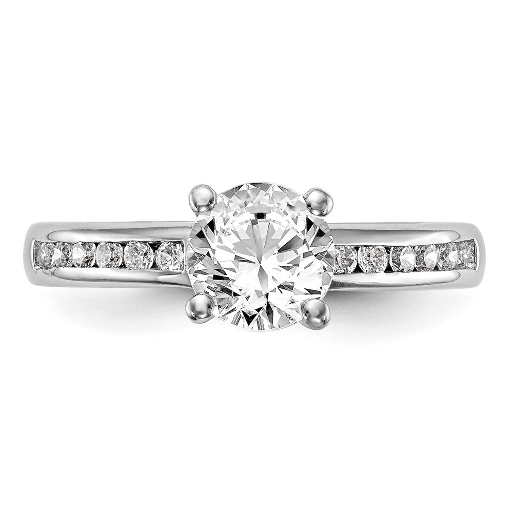 14k White Gold 1/4 Ct. Lab Grown Diamond VS/SI+ G+ 1 Ct. Center Round Semi Mount Channel Set Shared Prong Engagement Ring
