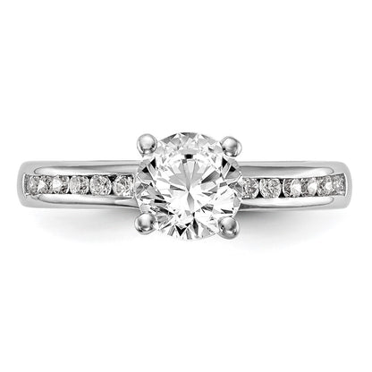 14k White Gold 1/4 Ct. Lab Grown Diamond VS/SI+ G+ 1 Ct. Center Round Semi Mount Channel Set Shared Prong Engagement Ring