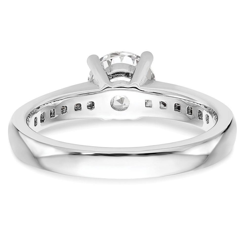 14k White Gold 1/4 Ct. Lab Grown Diamond VS/SI+ G+ 1 Ct. Center Round Semi Mount Channel Set Shared Prong Engagement Ring