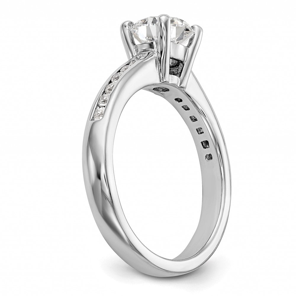 14k White Gold 1/4 Ct. Lab Grown Diamond VS/SI+ G+ 1 Ct. Center Round Semi Mount Channel Set Shared Prong Engagement Ring