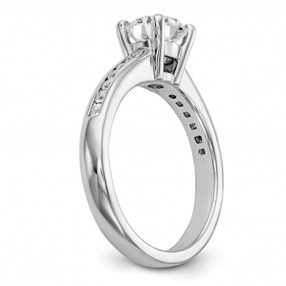 14k White Gold 1/4 Ct. Lab Grown Diamond VS/SI+ G+ 1 Ct. Center Round Semi Mount Channel Set Shared Prong Engagement Ring
