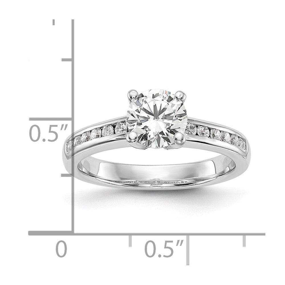 14k White Gold 1/4 Ct. Lab Grown Diamond VS/SI+ G+ 1 Ct. Center Round Semi Mount Channel Set Shared Prong Engagement Ring