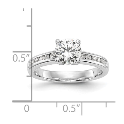 14k White Gold 1/4 Ct. Lab Grown Diamond VS/SI+ G+ 1 Ct. Center Round Semi Mount Channel Set Shared Prong Engagement Ring