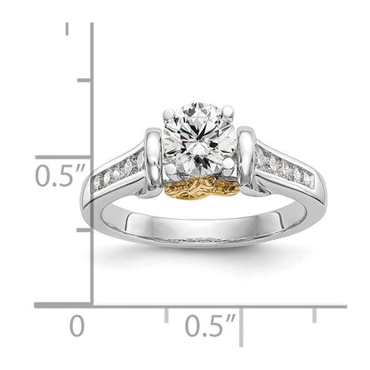 14K Two-Tone Lab Grown Diamond VS/SI FGH Peg Set Semi-mount Engagement Ring