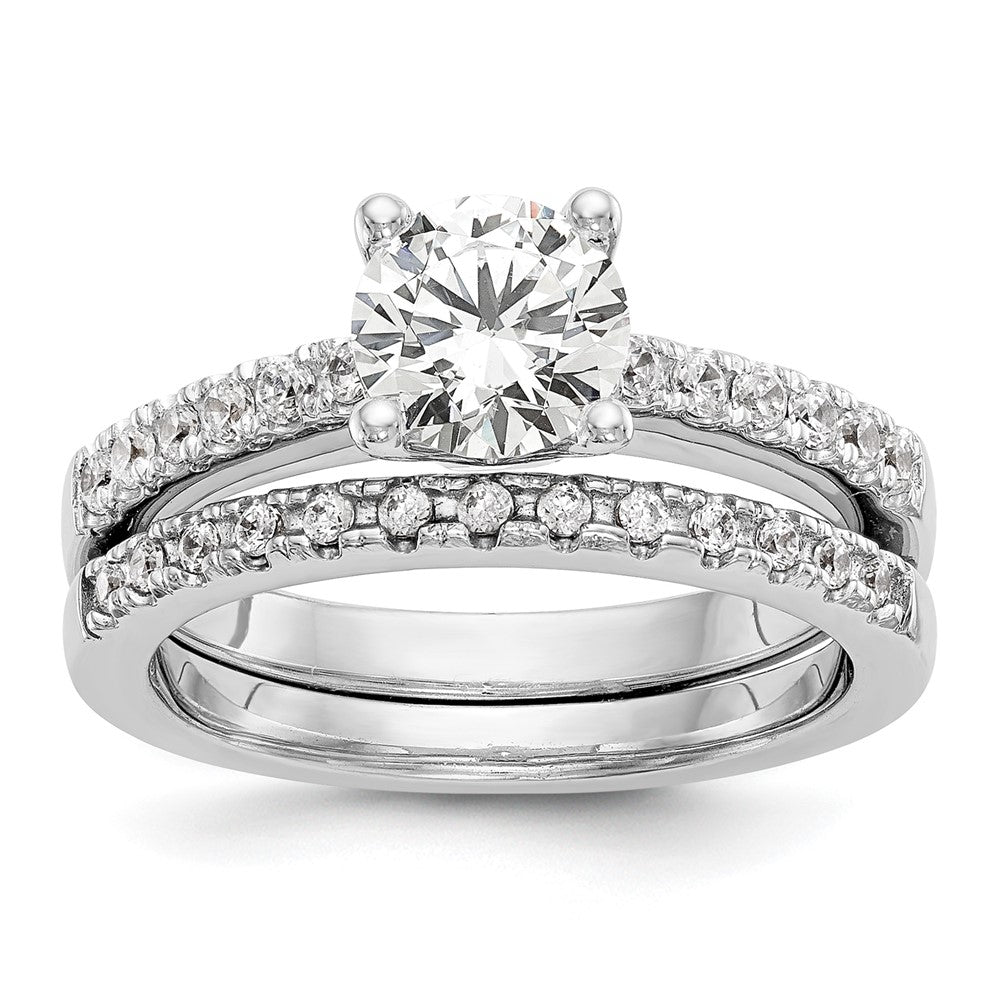 14K White Gold Simulated Diamond Engagement Ring