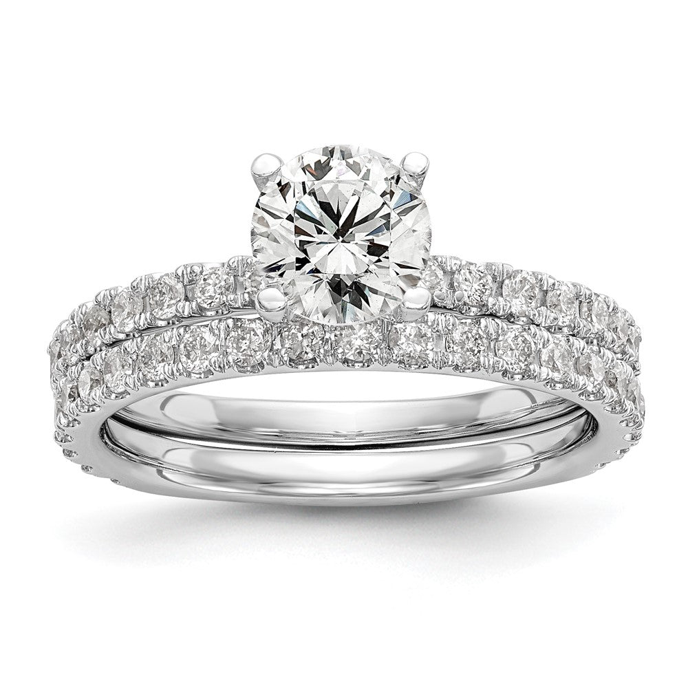14k White Gold 1/3 Ct. Lab Grown Diamond VS/SI+ G+ 1 Ct. Center Round Engagement Ring