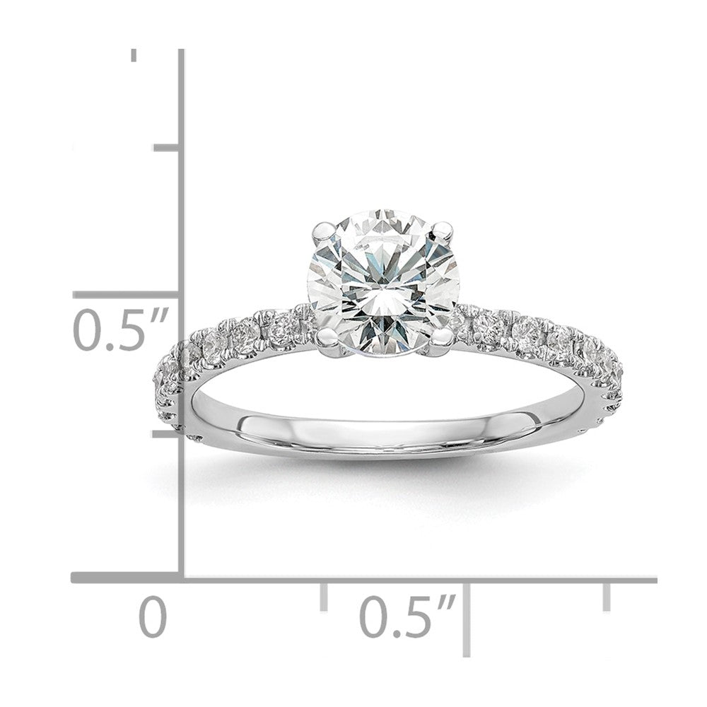 14k White Gold 1/3 Ct. Lab Grown Diamond VS/SI+ G+ 1 Ct. Center Round Engagement Ring