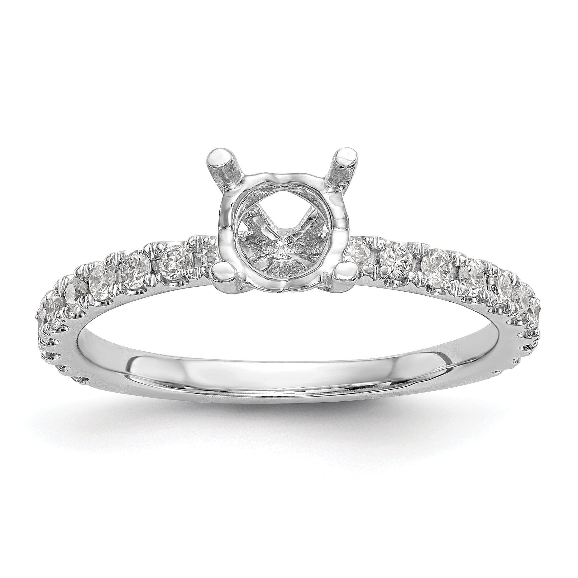 14k White Gold 1/3 Ct. Lab Grown Diamond VS/SI+ G+ 1 Ct. Center Round Engagement Ring