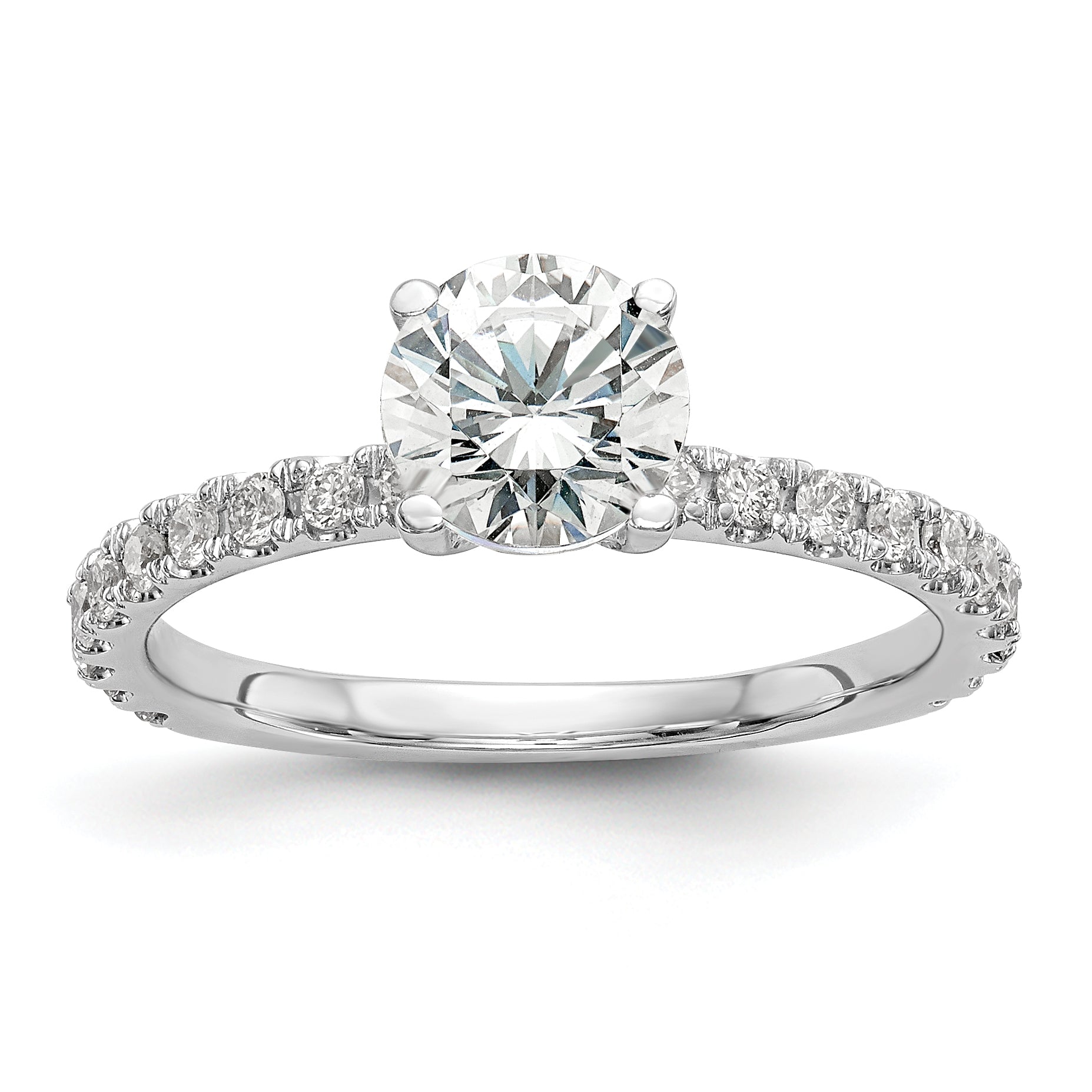 14k White Gold 1/3 Ct. Lab Grown Diamond VS/SI+ G+ 1 Ct. Center Round Engagement Ring