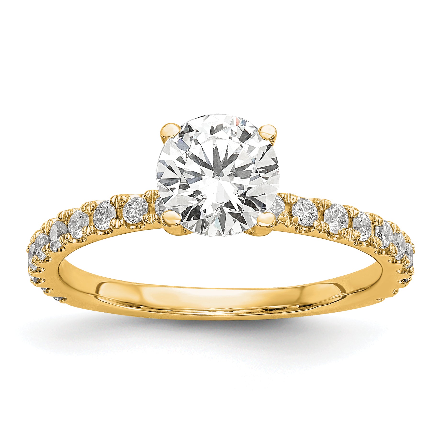 14k Yellow Gold 1/3 Ct. Lab Grown Diamond VS/SI+ G+ 1 Ct. Center Round Engagement Ring