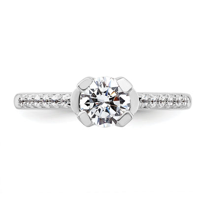 14K White Gold (Holds 3/4 Carat (5.80mm) Round Center) 1/10 Diamond Semi Mount Engagement Ring