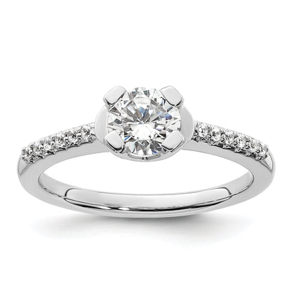 14K White Gold (Holds 3/4 Carat (5.80mm) Round Center) 1/10 Diamond Semi Mount Engagement Ring